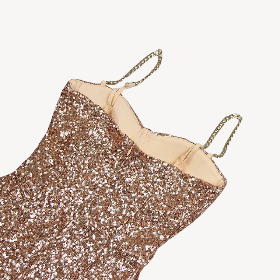 Glittering Gold Formal Midi Dress