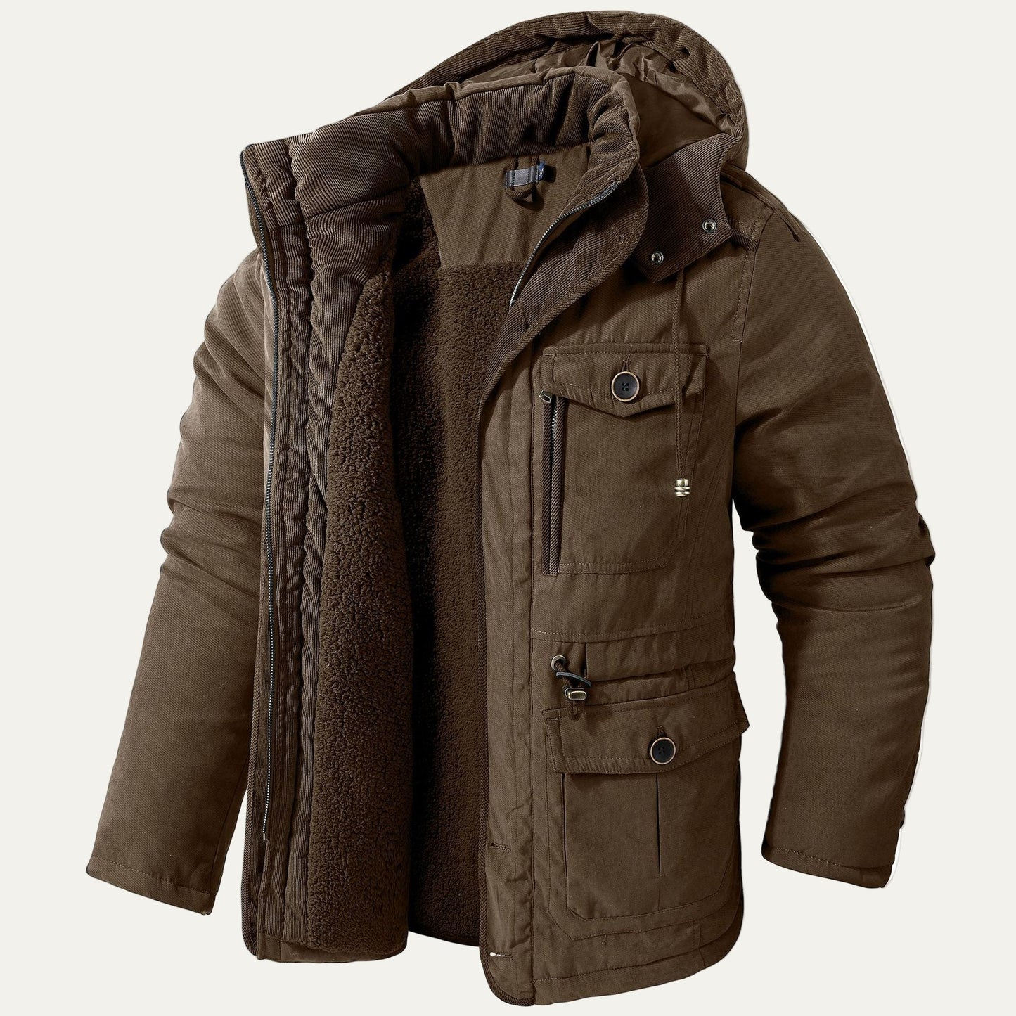 Warm Waterproof Men's Winter Coat with Fleece Inside