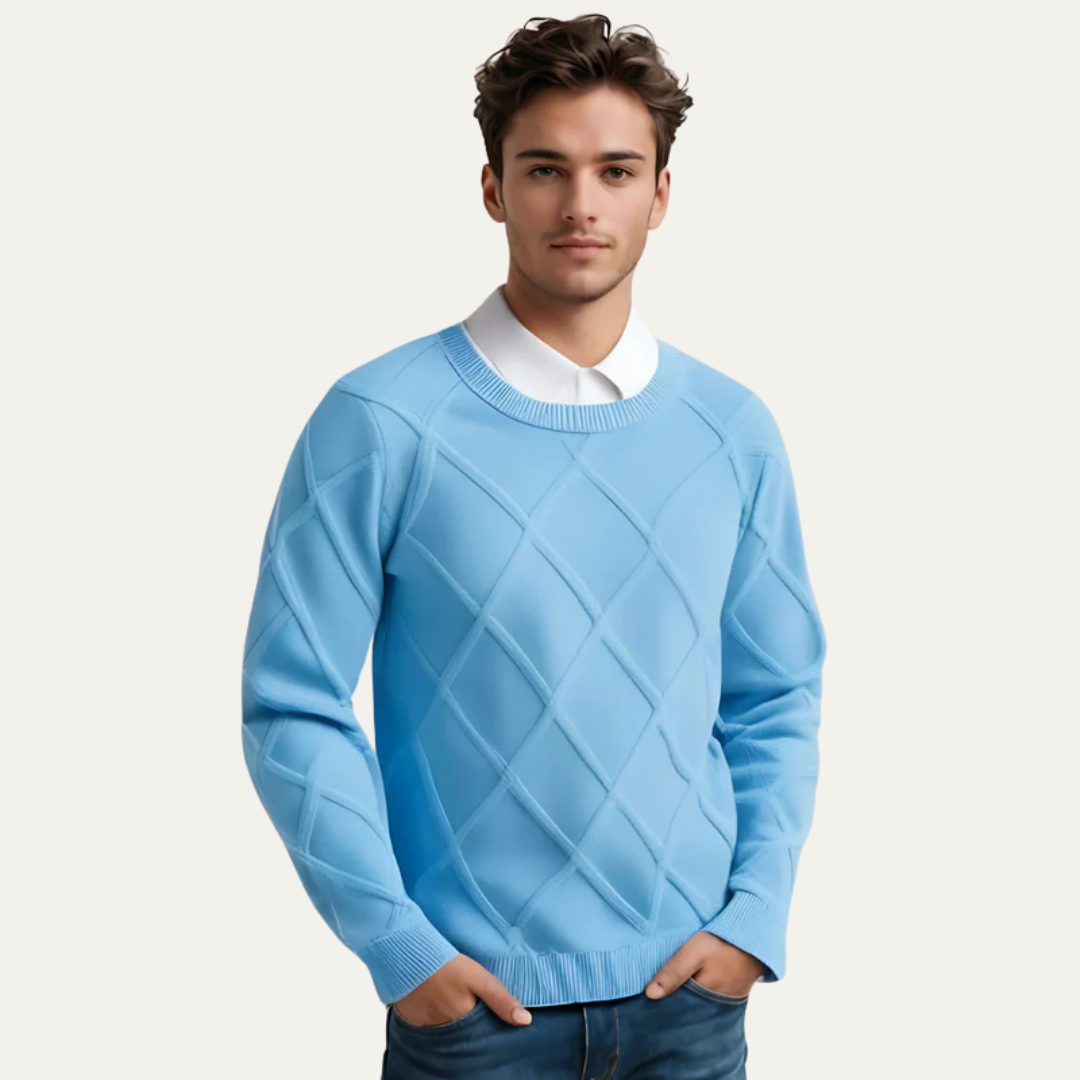 Classic Patterned Crew Neck Knit Sweater - OutfitLondon