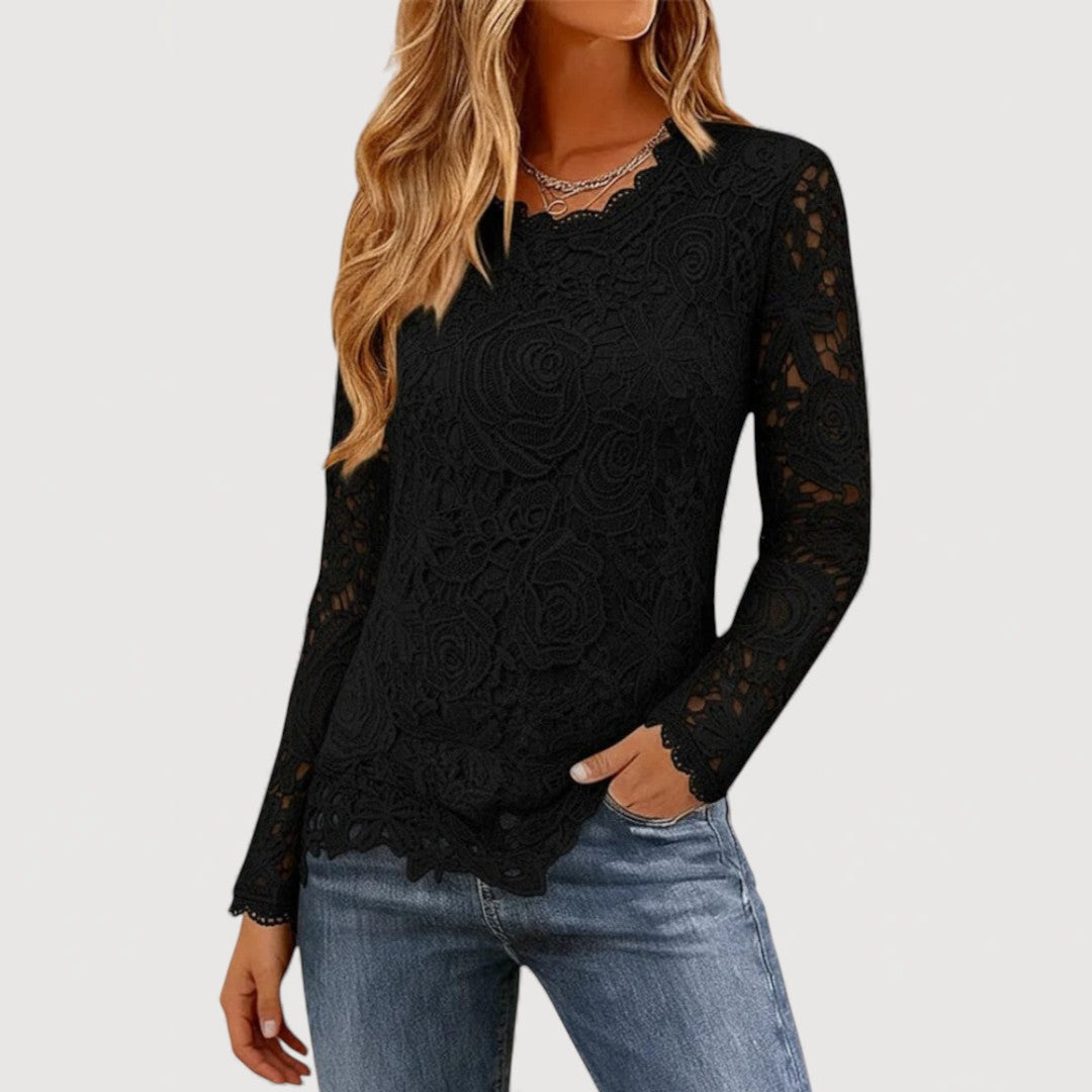 Delicate Lace Trim Women's Blouse