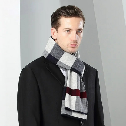 Warm Men's Plaid Knitted Scarf