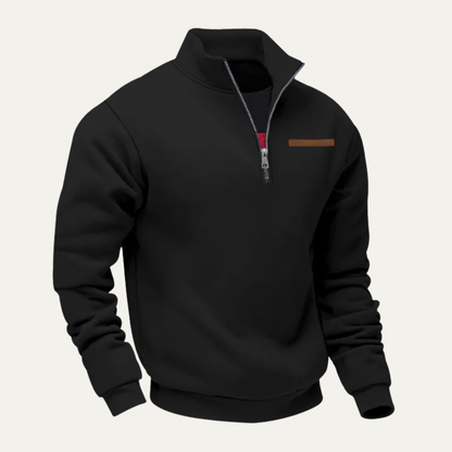 Relaxed Fit Men's Quarter Zip Pullover Sweater