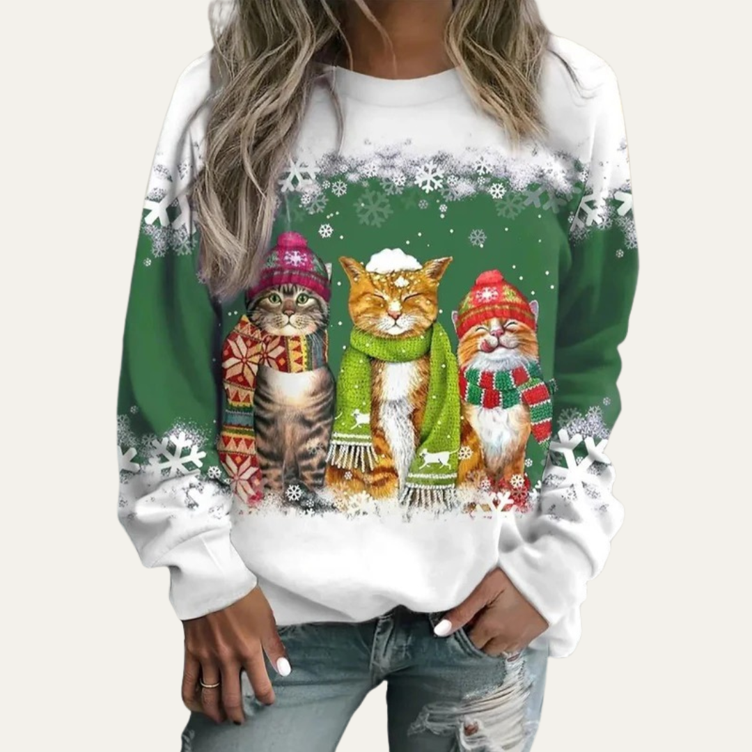 Cozy Animal Print Crew Neck Sweater