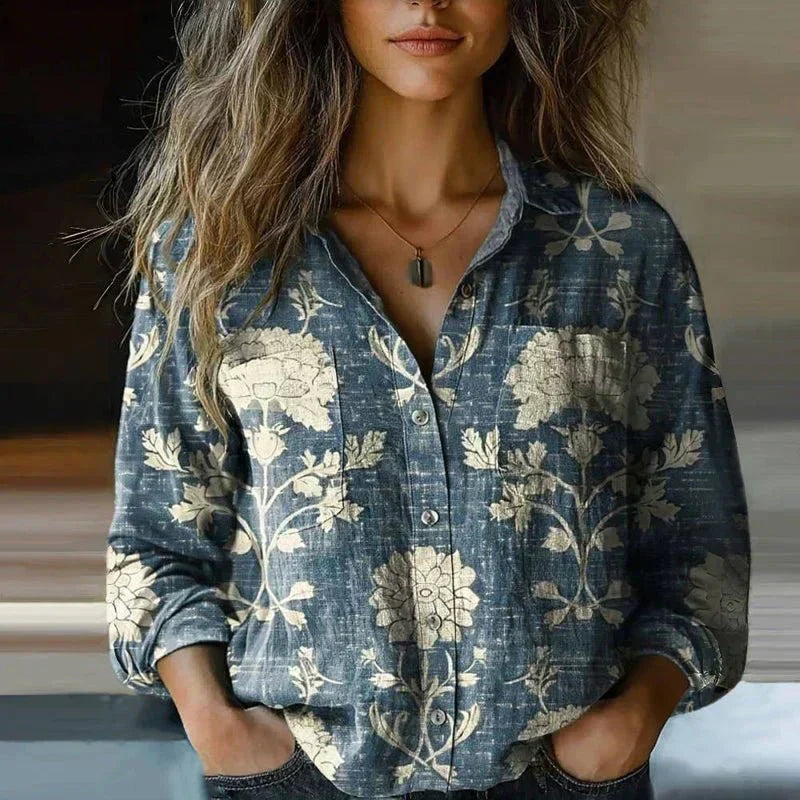Casual Cotton Button Down Shirt | Loose Fit Paisley Print Top