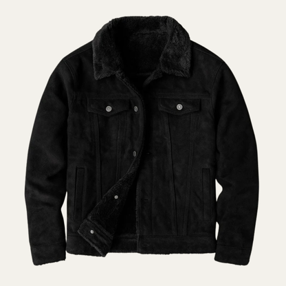 Warm Faux Leather Trucker Coat
