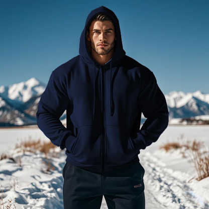 Cozy Men's Fleece Zip Up Hooded Jacket