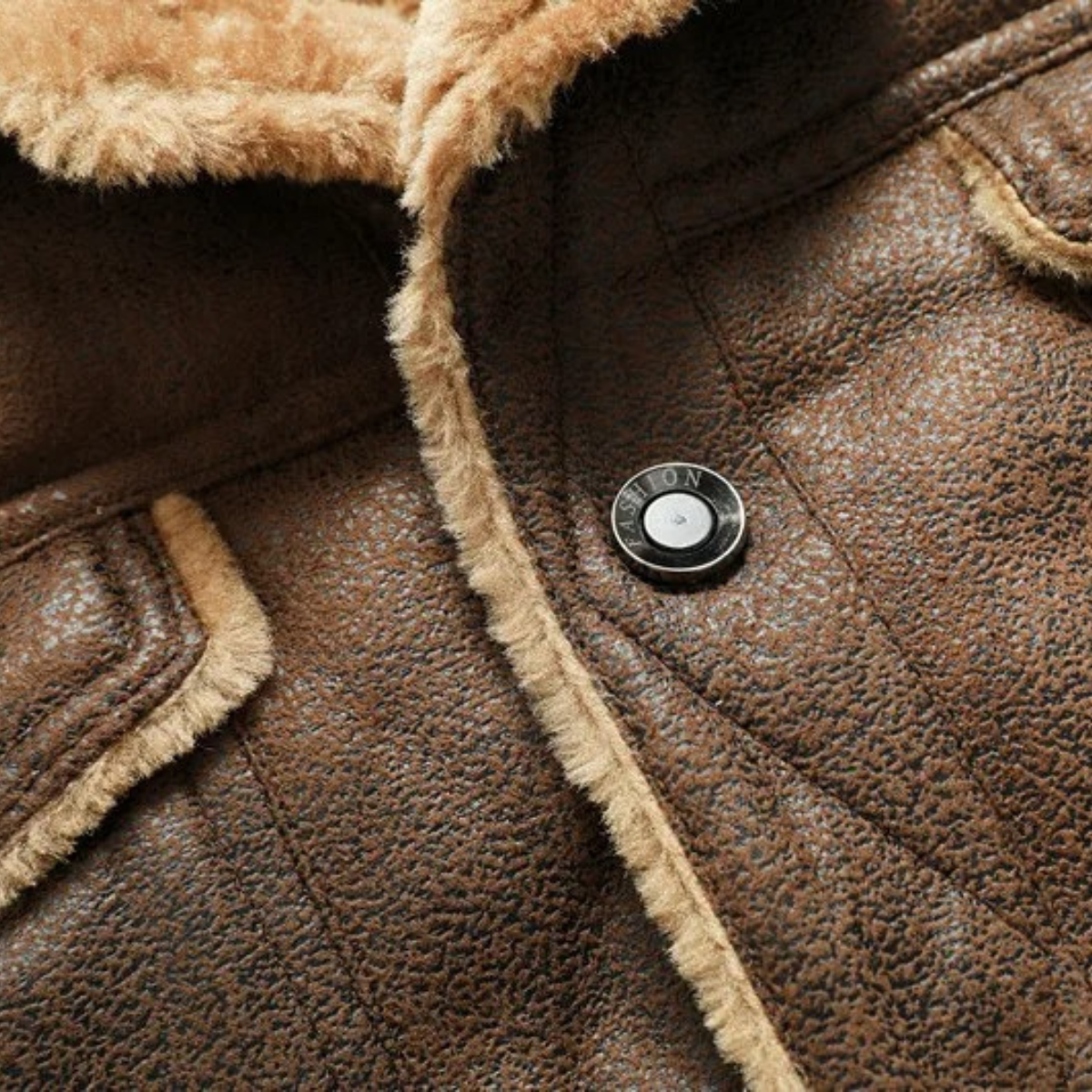 Classic Men's Faux Leather Shearling Coat