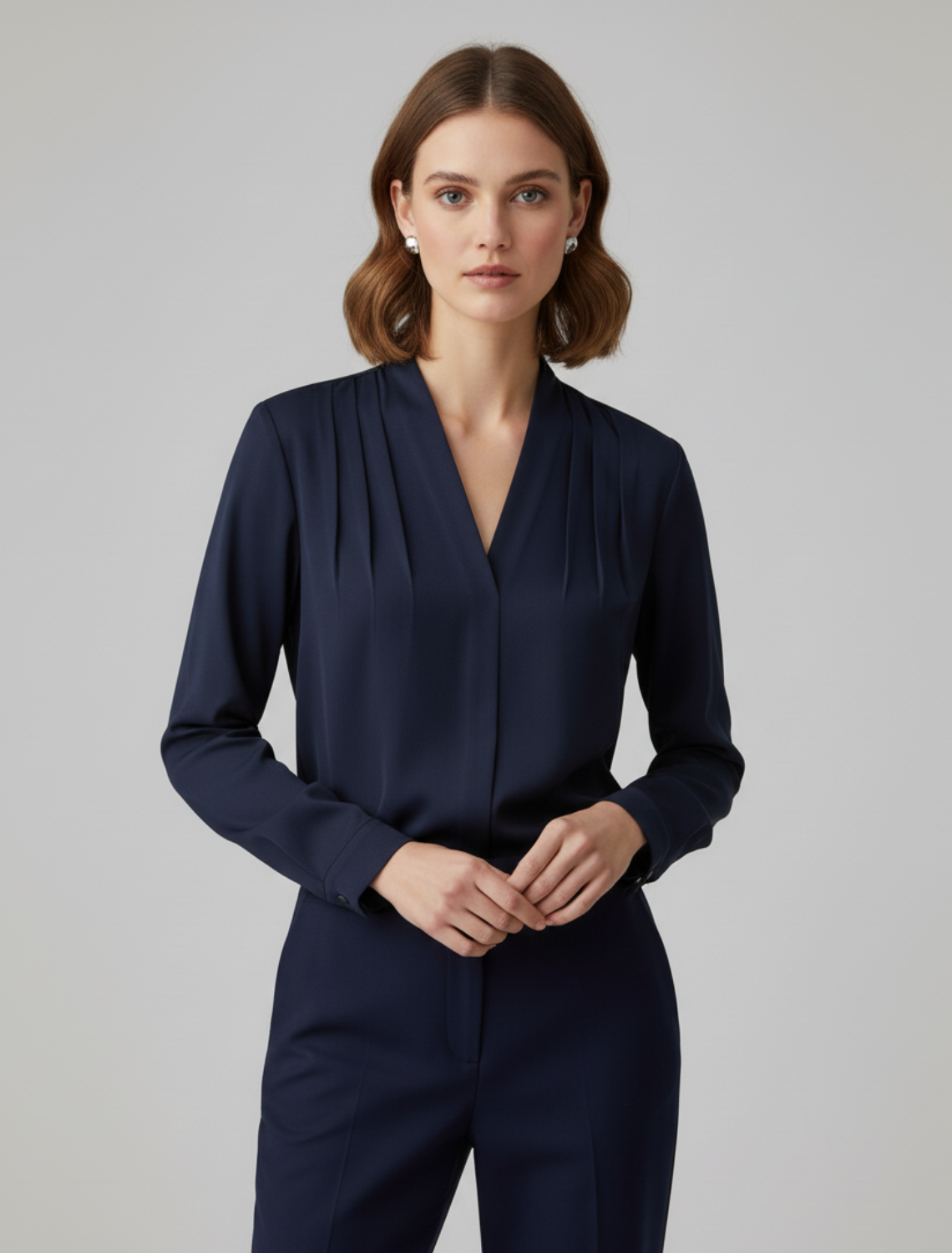 Flowy Ruffle Satin Top with Fitted Waist Design