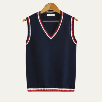 Men's Knit Striped V Neck Sweater Vest