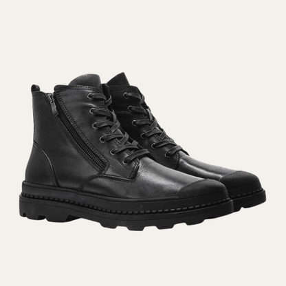 Insulated Men's Leather Snow Boots with Fur Lining