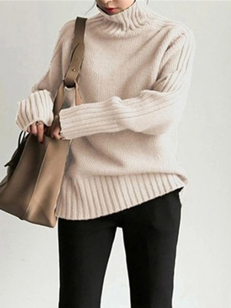 Soft Women's Thick Cable Knit Turtleneck Sweater