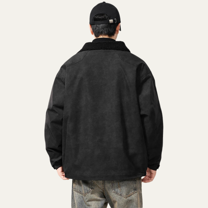 Luxury Mens Suede Inside Fleece Bomber Jacket