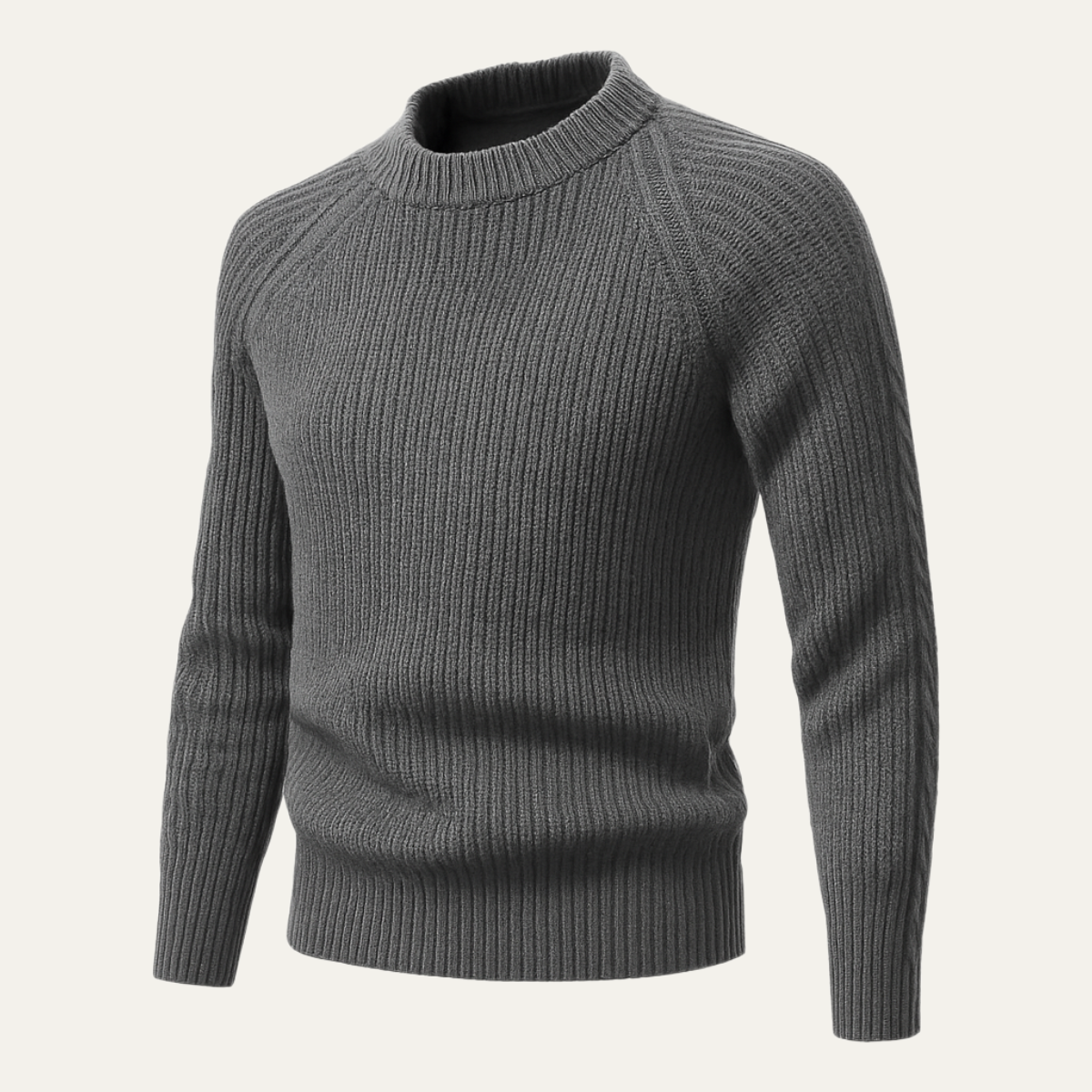Men's Crew Neck Thick Cable Knit Jumper Sweater