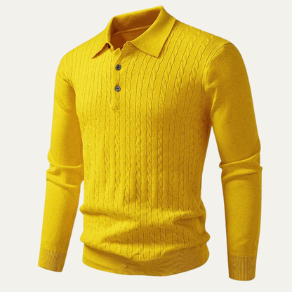 Classic Men's Button Knit Polo Jumper
