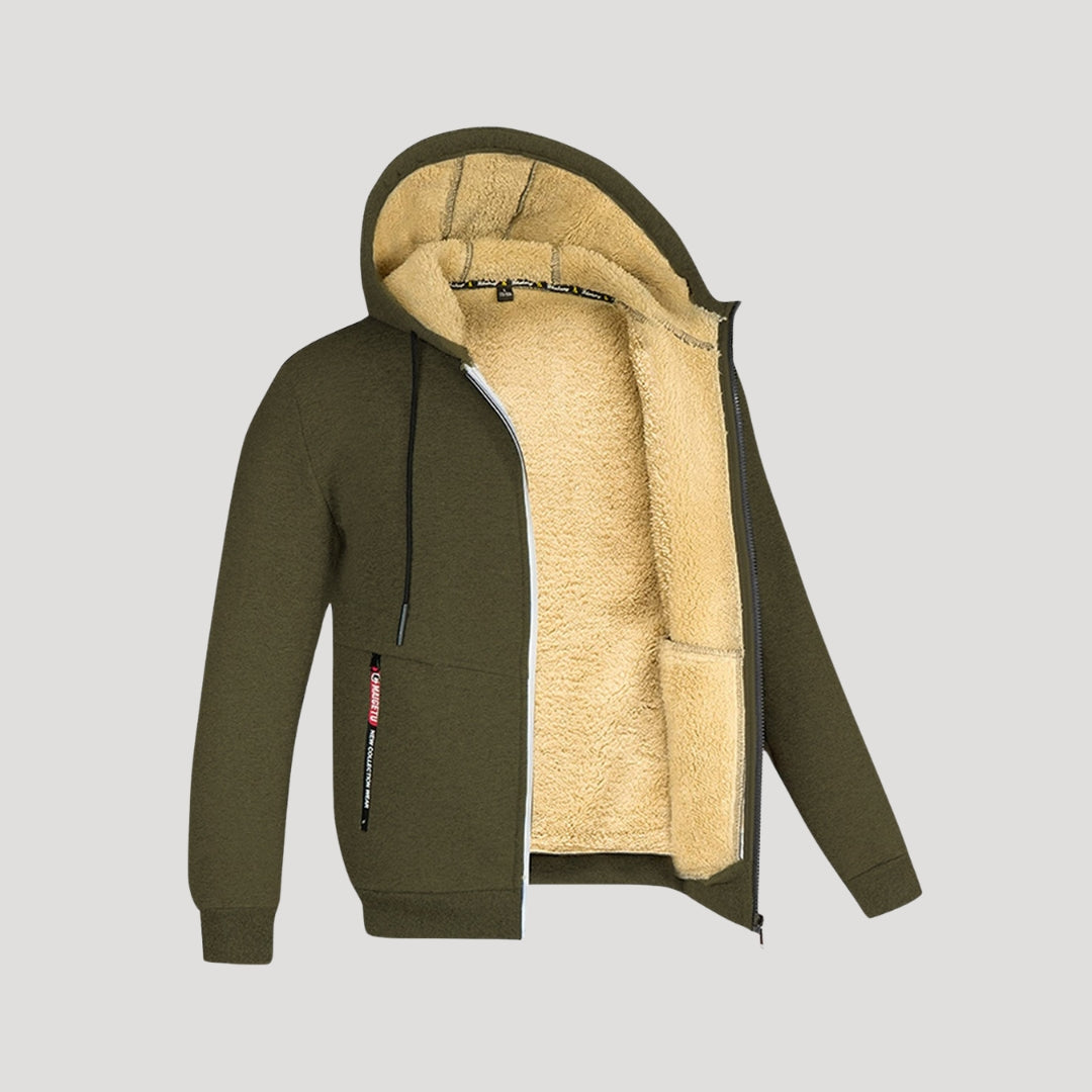 Warm Fleece Lined Zipper Hooded Jacket - OutfitLondon