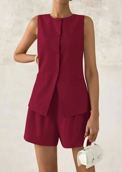Relaxed Fit Office Two Piece Shorts Suits