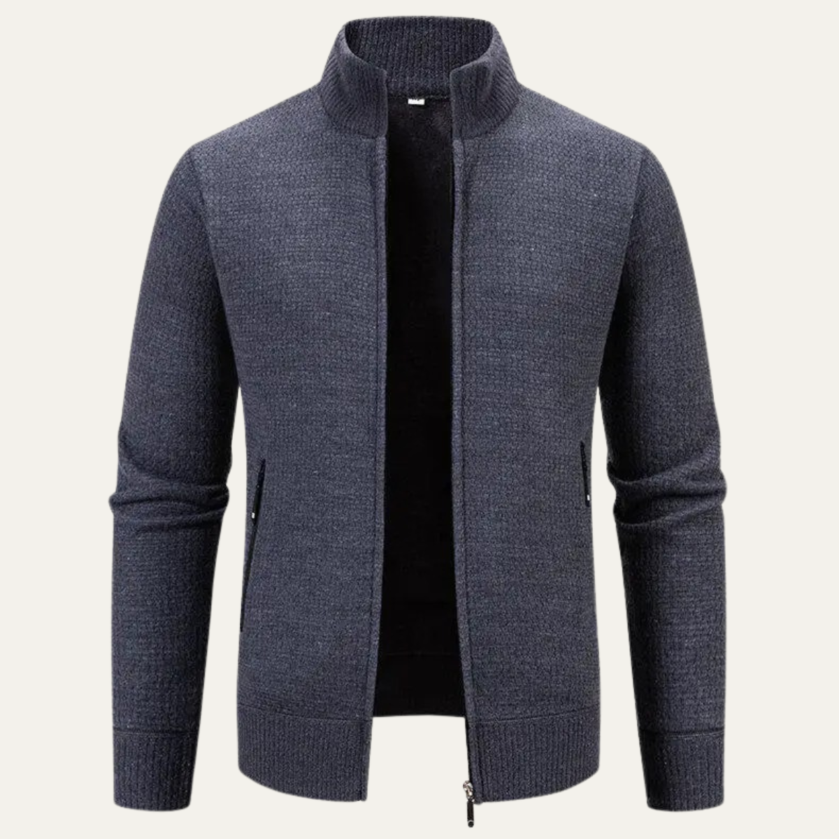 Relaxed Fit Men's Knit Zipper Cardigan Sweater
