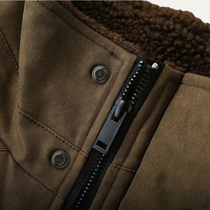 Rustic Brown Suede Men's Fleece Lined Jacket