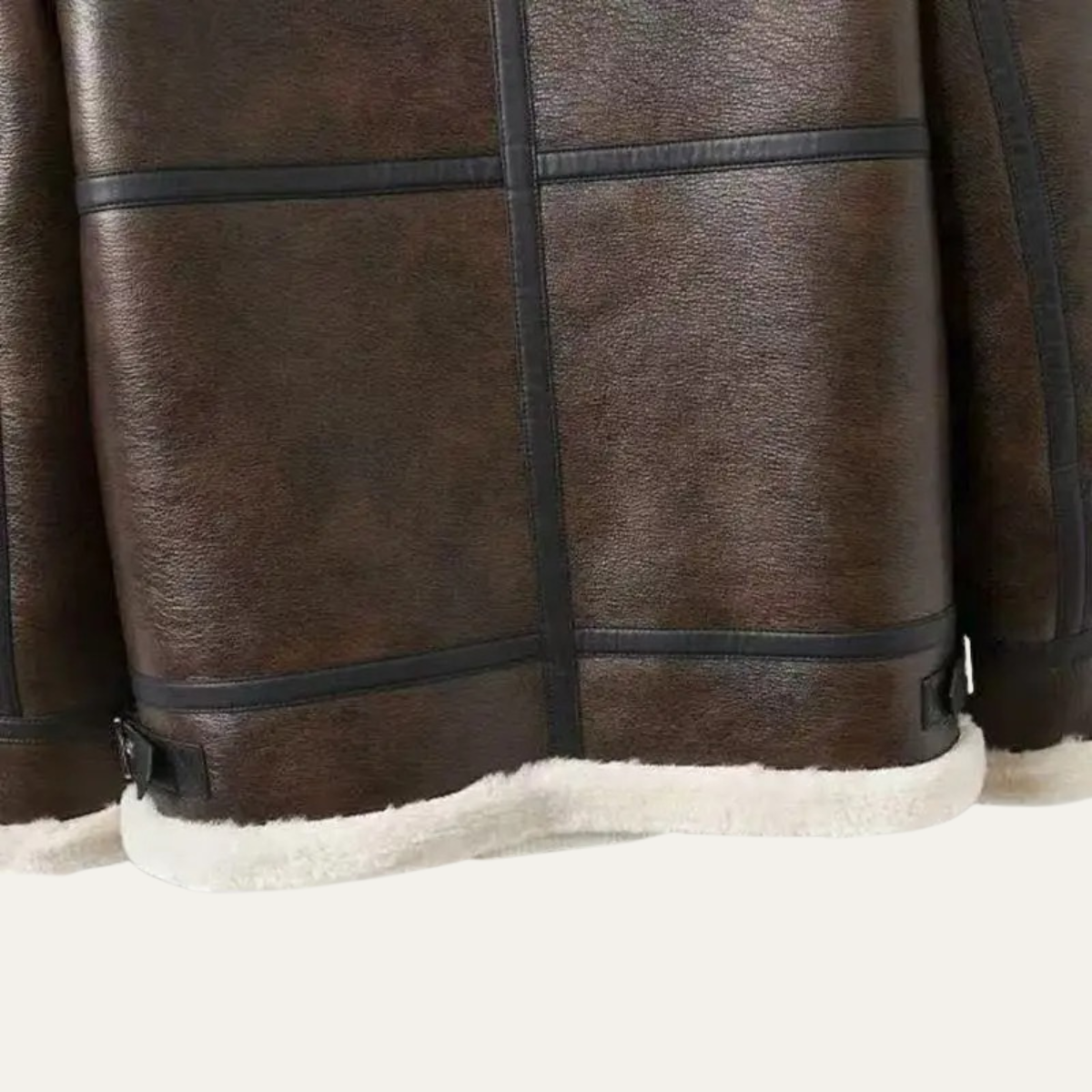 Warm Shearling Aviator Men's Winter Coat with Fleece Inside