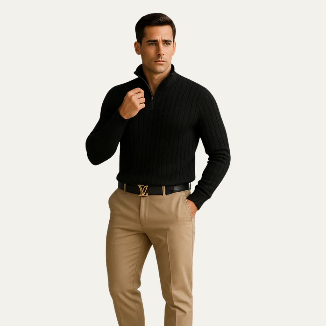 Men's Thermal Quarter Zip Fleece Sweater