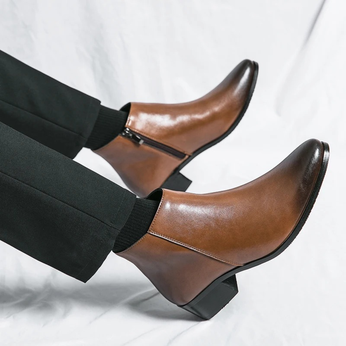 Elegant Men's Leather Ankle Dress Boots