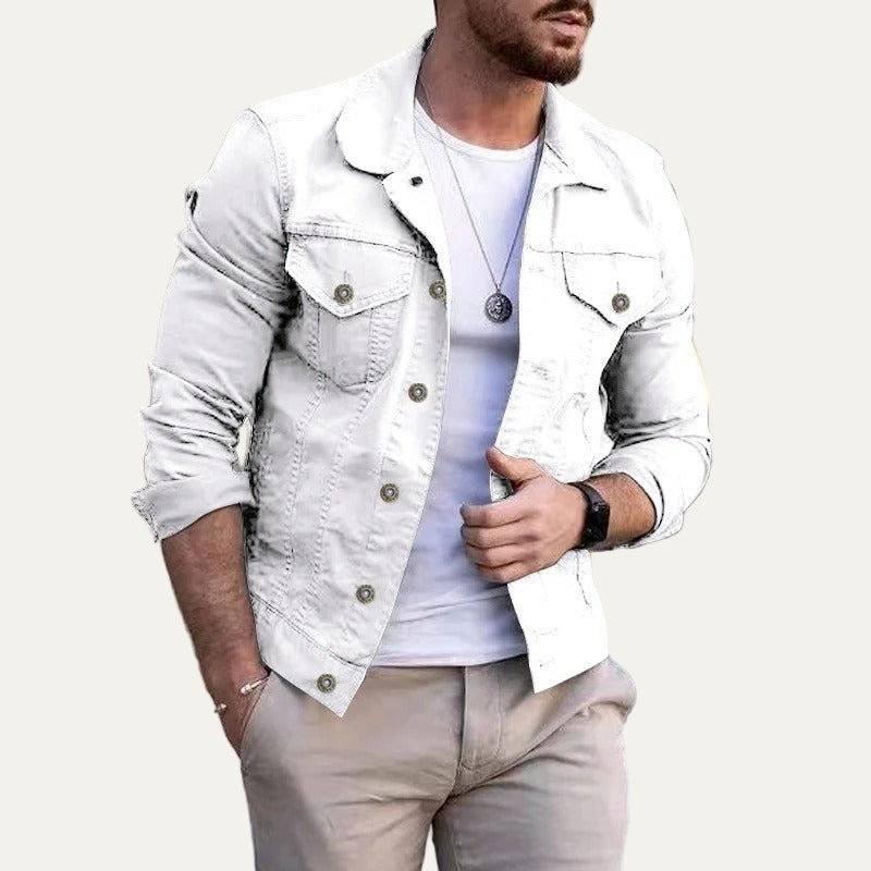 Men's Fitted Waist Cargo Jeans Jacket