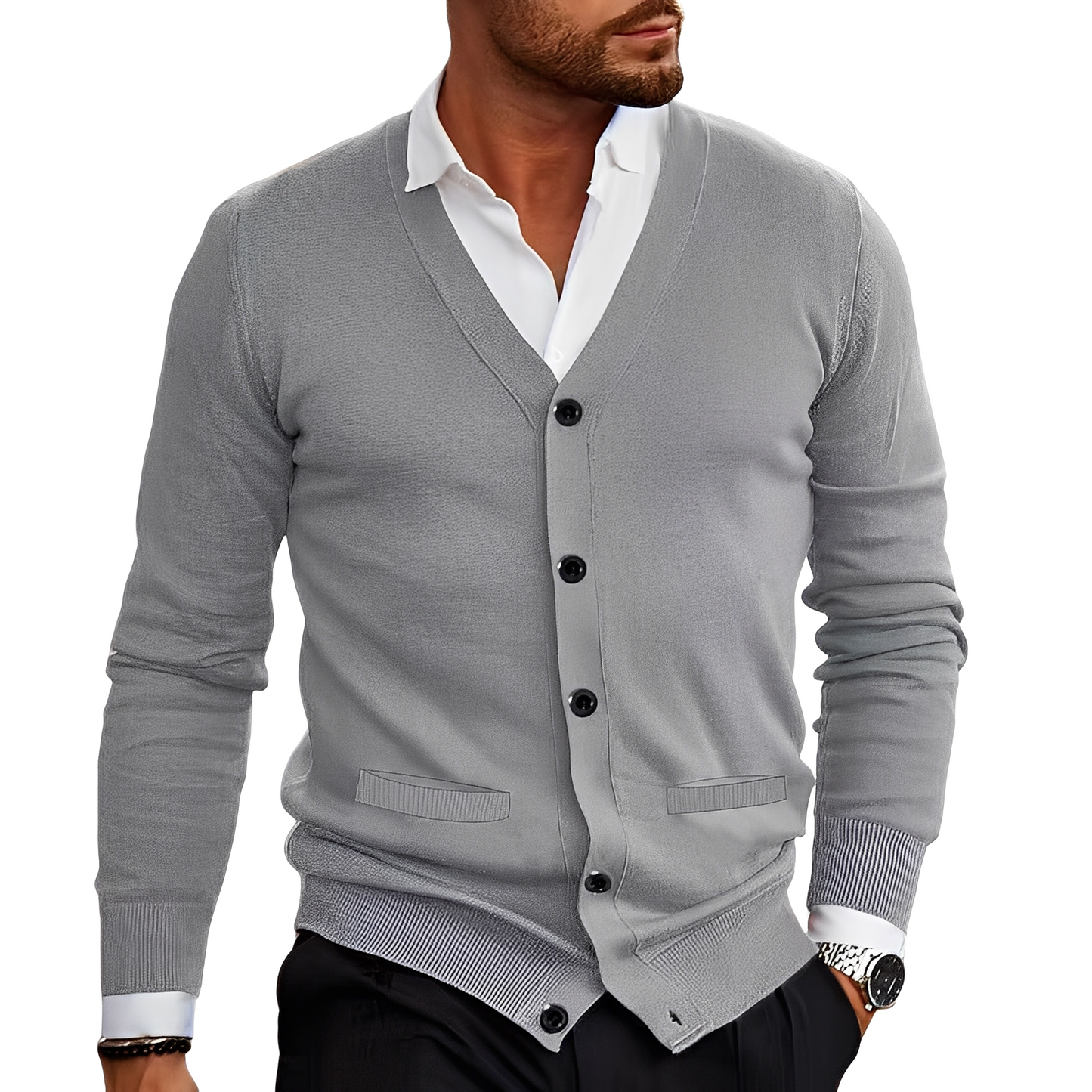 Relaxed Fit Cotton Button Cardigan Sweater