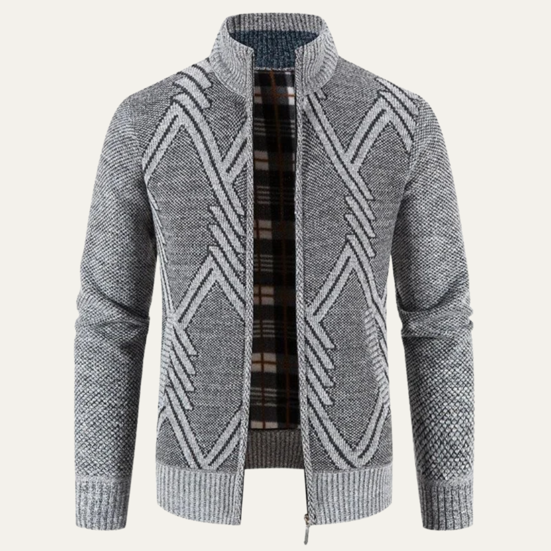 Men's Crew Neck Zip Up Sweater Cardigan