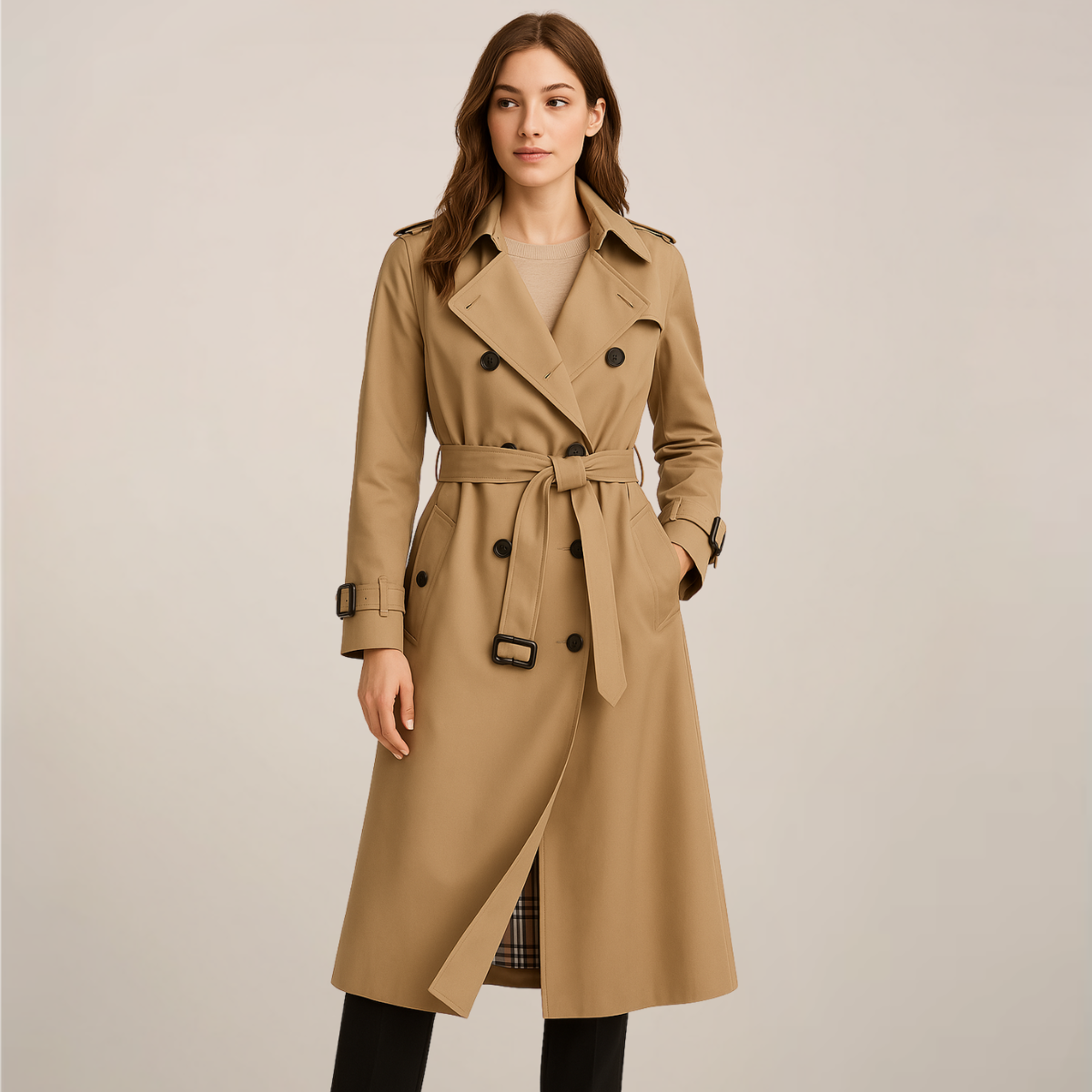 Elegant Waterproof Double Breasted Coat - OutfitLondon