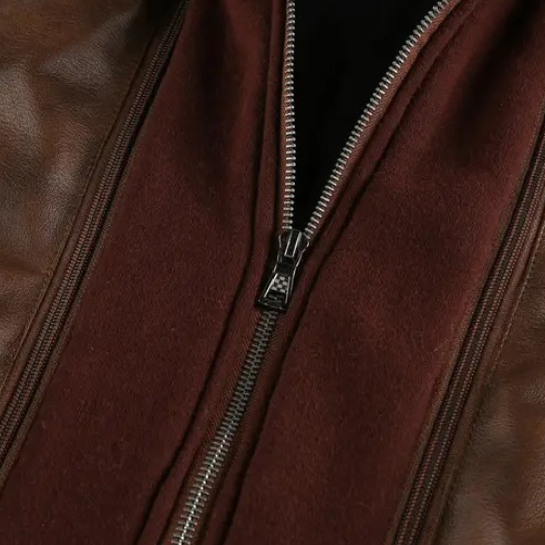 Men's Faux Leather Hooded Coat
