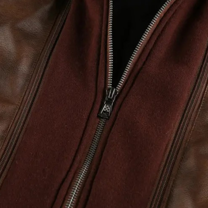 Men's Faux Leather Hooded Coat