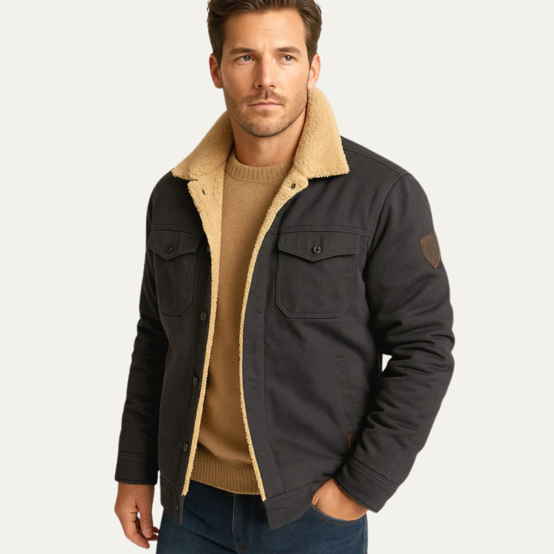 Warm Synthetic Lined Zip Up Denim Jacket
