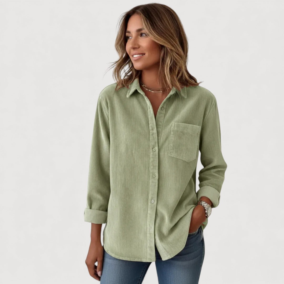 Green Corduroy Casual Shirt