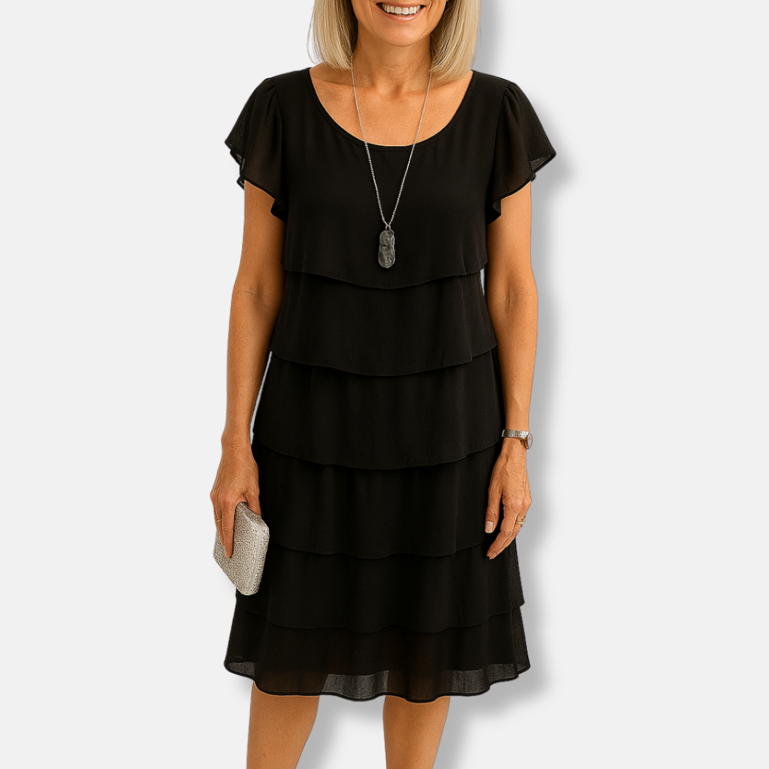 Flowy Tiered Ruffle Sleeve A-Line Dress