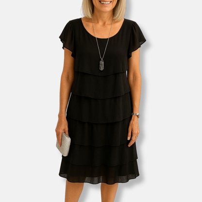 Flowy Tiered Ruffle Sleeve A-Line Dress