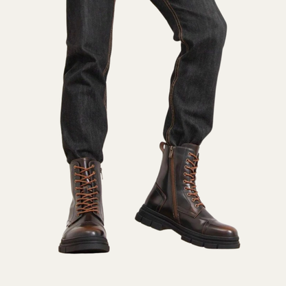 Men's Black Lace Up Ankle Boots with Side Zip