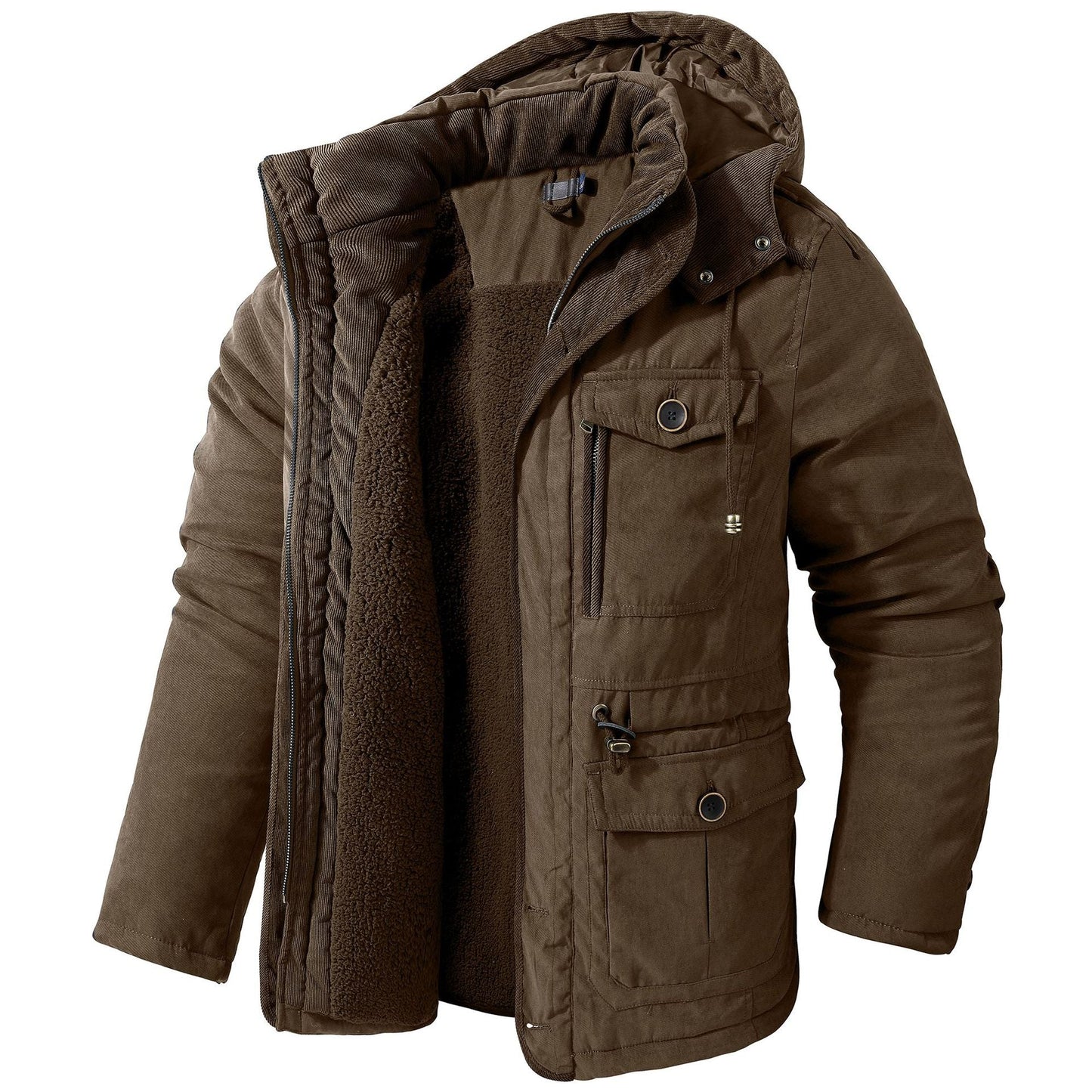 Cozy Fleece Lined Hoodie Wool Coat