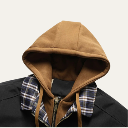 Warm Men's Fleece Lined Hooded Bomber Coat