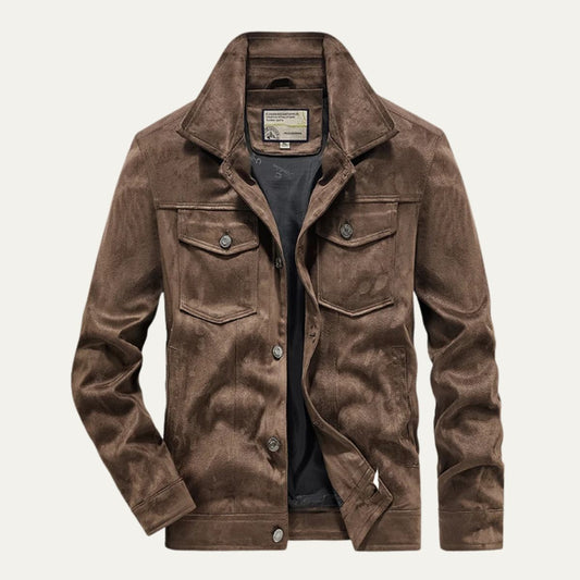 Classic Brown Leather Mens Jacket - Casual Outdoor Wear - OutfitLondon