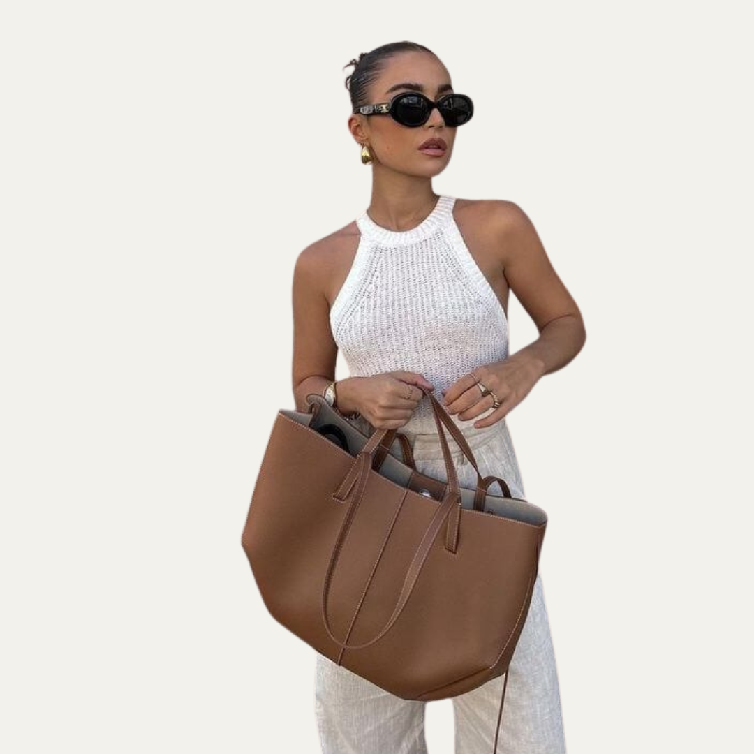 Large Comfortable Genuine Leather Tote Handbag