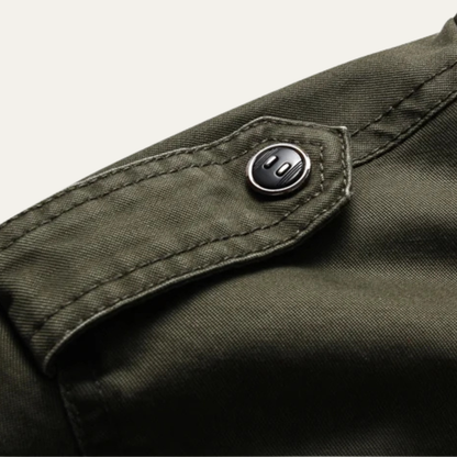 Men's Synthetic Leather Bomber Coat with Pocket Detail
