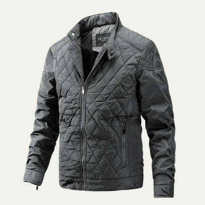 Men's Leather Biker Quilted Jacket