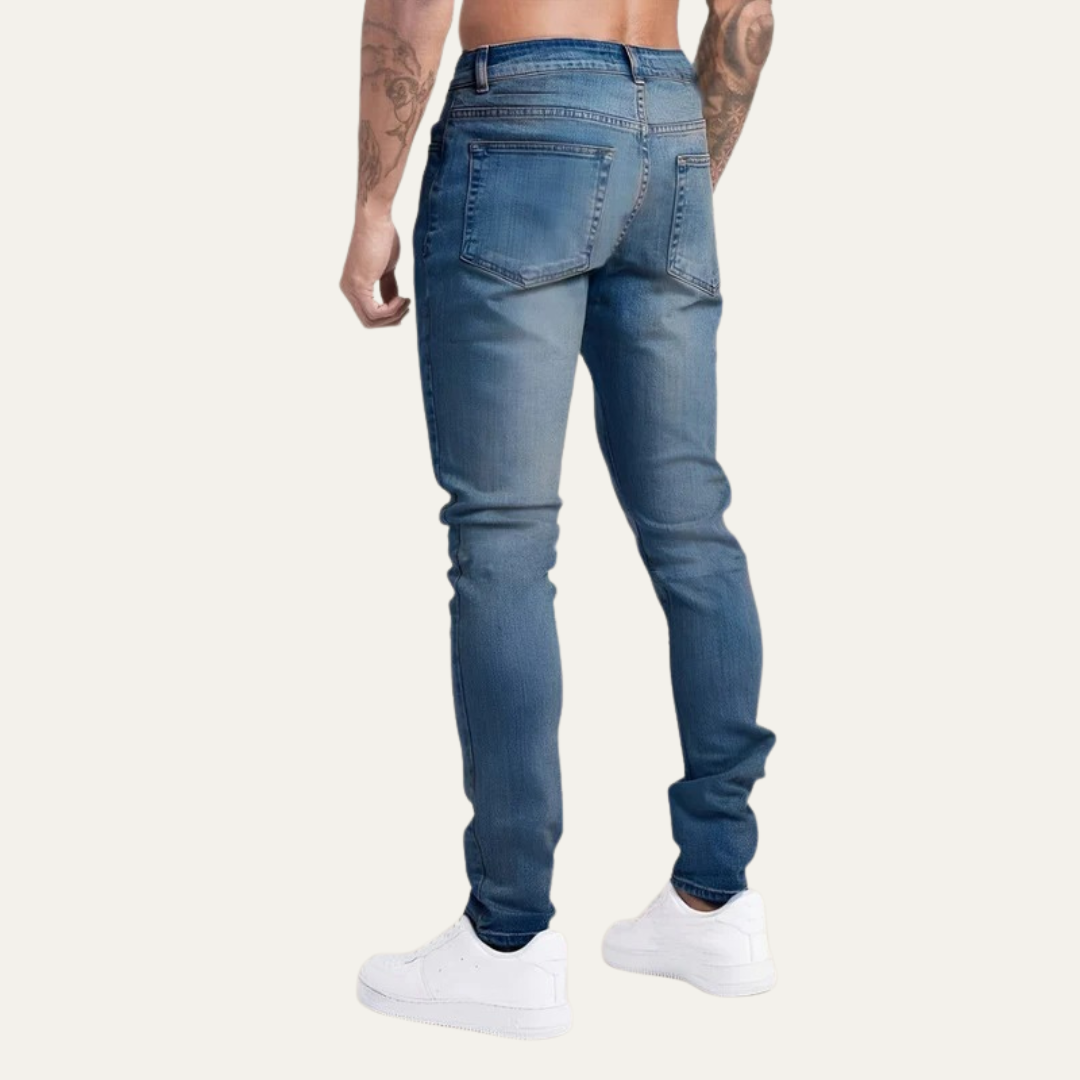 Men's Ripped Slim Fit Low Rise Jeans