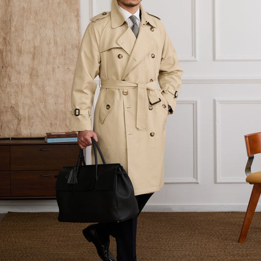 Men's Classic Wool Blend Double-Breasted Trench Coat