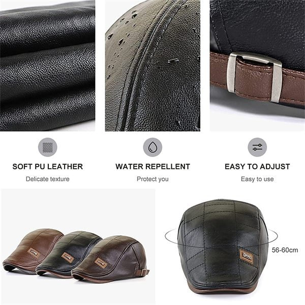 New Trendy Leather Beret