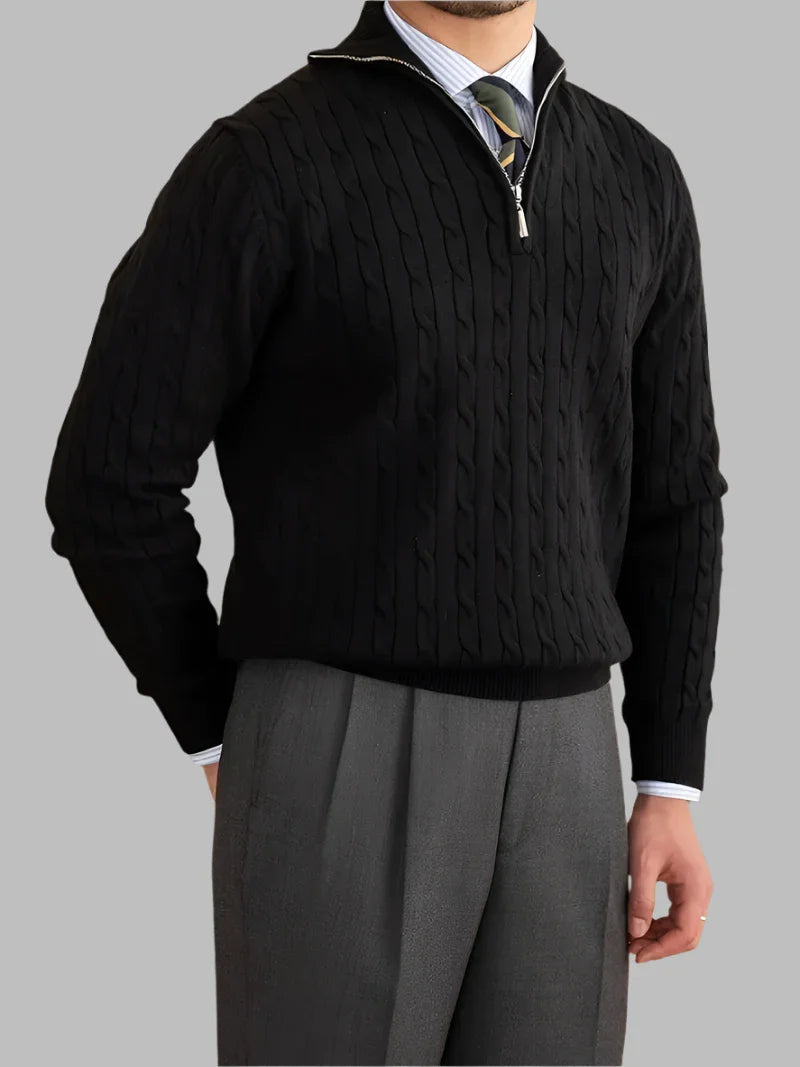 Cozy Mens Thermal Quarter Zip Fleece Sweater