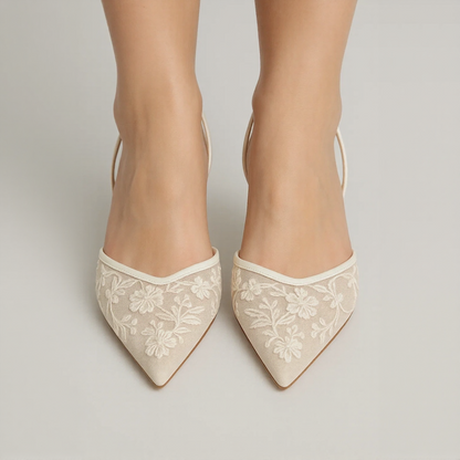 Elegant Embroidered Slingback Heels for Women