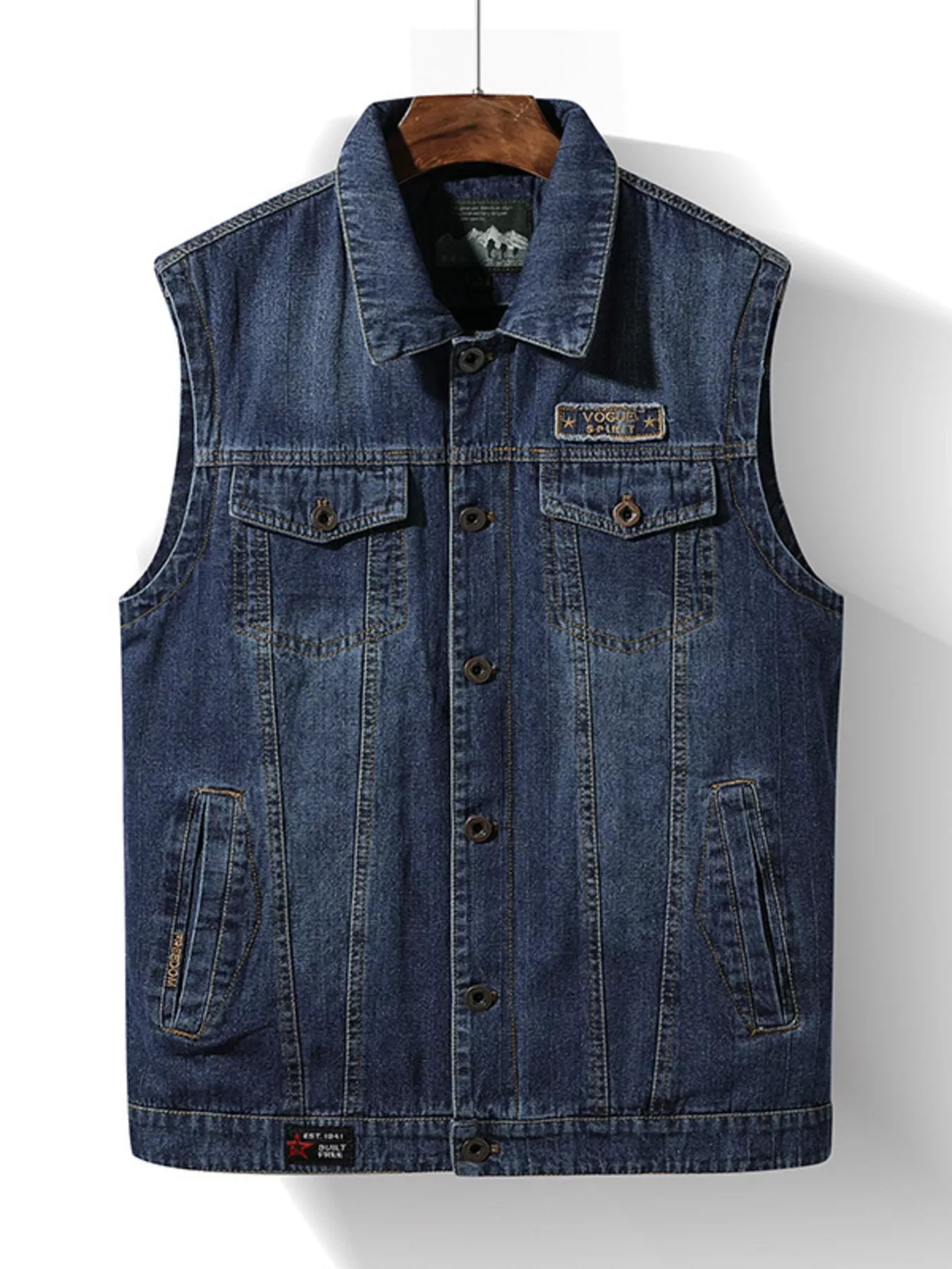 Large Size Mens Denim Vest - OutfitLondon