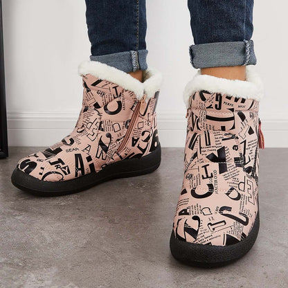 Warm Fur Lining Snow Booties Waterproof Ankle Boots