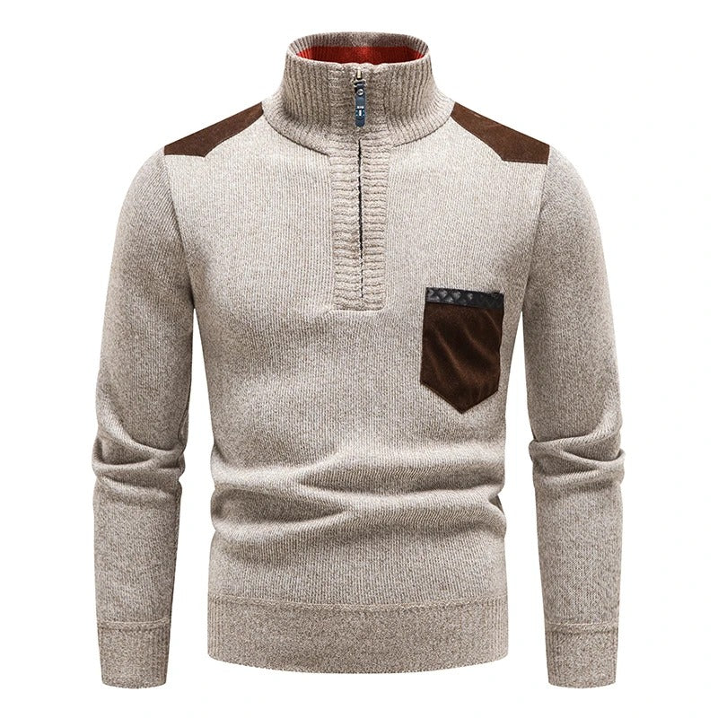 Warm Cable Knit Zip Up Sweater - OutfitLondon